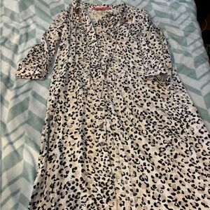 Buru Ivory Leopard Bow Housecoat dress